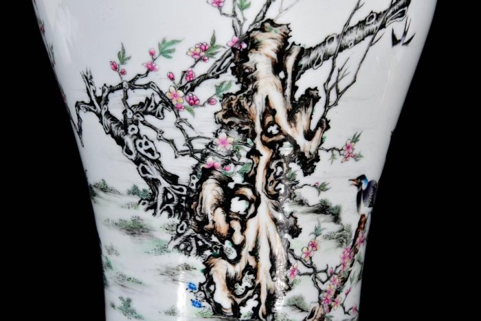 清雍正年粉彩描金花鳥紋梅瓶31*17m3500 古玩收藏老物件【古雅庭軒