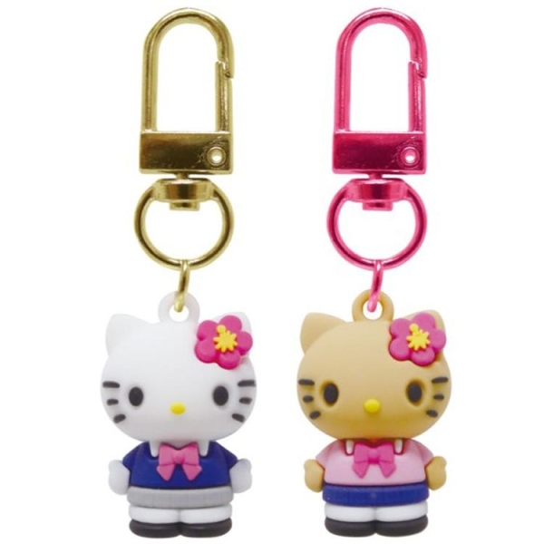 【震撼精品百貨】Hello Kitty 凱蒂貓~日本Sanrio三麗鷗 KITTYPVC造型公仔吊飾2入組-辣妹*62038