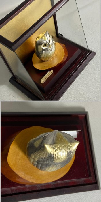 古玩輕鬆拍】日本名家金銀工藝家武比古作純銀ふくろう貓頭鷹TAKEHIKO