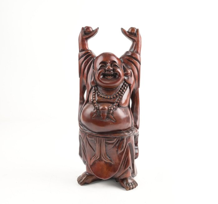 玖隆蕭松和挖寶網P》木製雕刻彌勒佛笑面佛佛像擺飾擺件重約1.7kg