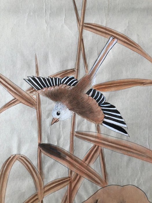 Z284【陸小曼】花鳥，四尺豎幅純手繪作品尺寸約：130*70厘米未裝裱，帶