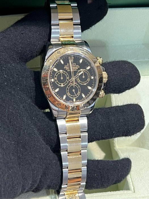 勞力士Rolex 116523 半金黑面迪通拿 2015年保卡 盒單齊全