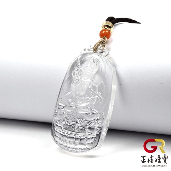 正佳珠寶】白水晶頂級超淨透地藏王菩薩44g 白水晶吊墜｜可調式棉