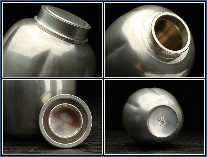 勇福堂》】日本茶道具－靜壽居藏苑造【純錫阿古陀式茶葉罐（茶罐）】共