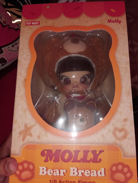 現貨當先出貨-正版-POPMART泡泡玛特現貨MOLLY小熊面包1/8可動人偶玩具