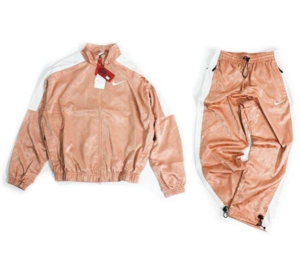 大東全球購~NIKE x CLOT rose gold silk玫瑰金絲綢復古運動夾克 外套 套裝