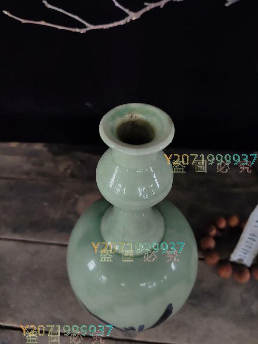 8宋代磁州窯綠釉蒜頭瓶老陶器老窯瓷，品相如圖，完整無瓷器老窯瓷老瓷
