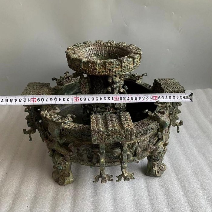 收藏文玩老物件青銅器曾侯乙尊盤如圖工藝精美包漿自然耐看全品無