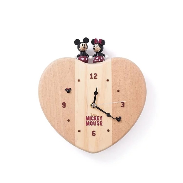 知音JEAN Wooderful life x 迪士尼Disney 木製動態時鐘-復古米奇米妮(1255424)