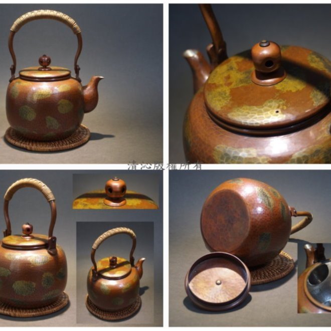 玉川堂 銅製 撫角 茶托 托子 五客揃 鎚起銅器 茶器 茶道具