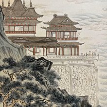 溥儒山水樓閣立軸，紙本尺寸136.34厘米，品相完好畫面構圖精妙，遠山近