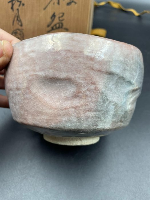 日本吉向燒七世松月作抹茶碗建水，嚴選全美品，附原供箱與貢布，收藏