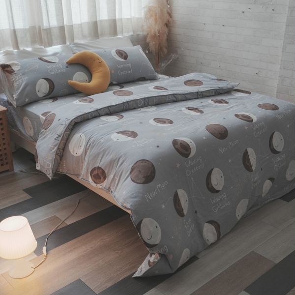 二層紗 時空月球 雙人床包三件組 觸感親膚柔軟 臺灣製 棉床本舖
