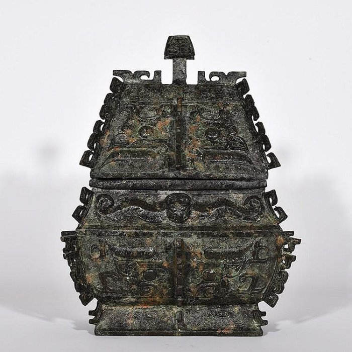 可議價西周青銅器饕餮紋.獸面紋.牛紋.銘文方彝高40厘米寬30厘米3 【藏