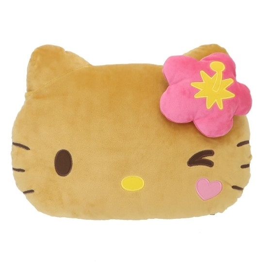 【震撼精品百貨】Hello Kitty 凱蒂貓~日本SANRIO三麗鷗 KITTY曬黑夏威夷抱枕 靠墊-粉扶桑花*60667