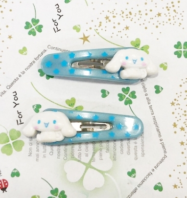 【震撼精品百貨】大耳狗 Cinnamoroll~Sanrio 大耳狗喜拿髮夾-藍點#73520