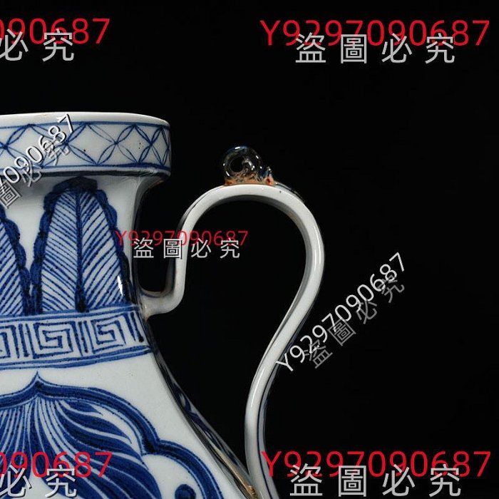 ◇旧蔵◇古美術 中国古玩 大明宣徳年製款 青花 荷叶魚藻紋如意双耳瓶