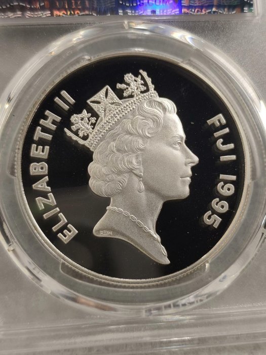 PCGS–PR69DCAM 斐濟1995年精制銀幣伊麗莎白二世紀念幣深浮雕精選收藏