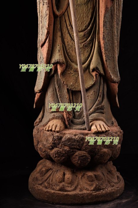 068A00珍品舊藏下鄉古寺院道觀收老樟木雕刻彩繪佛像一尊雕工精湛造像精
