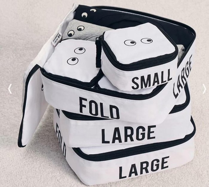 ˙ＴＯＭＡＴＯ生活雜鋪˙日本進口雜貨人氣Uniqlo x Anya Hindmarch限定聯名款療癒大眼睛旅行收納包 隨身手提袋(現貨)