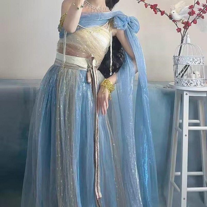快速出貨敦煌飛天非古裝改良漢服西域仙女飄逸民族中國風影樓拍照旅拍