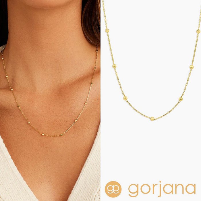 GORJANA 圓潤星辰豆豆項鍊 優雅金色素鍊 Newport
