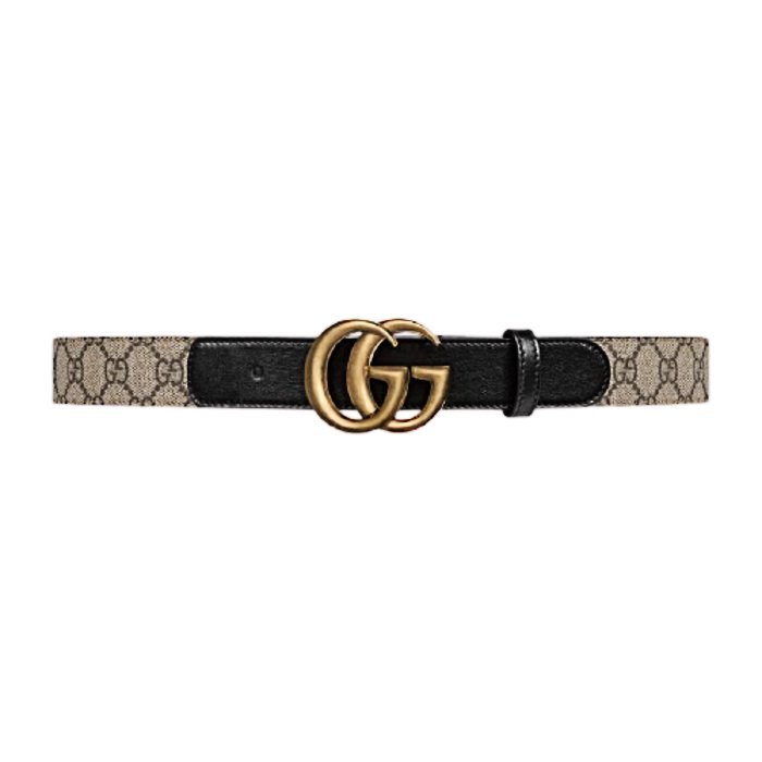 GUCCI 經典雙G扣女款皮帶壓紋黑皮革 全新正品 歐洲代購 義大利正品代購 台北實體店家安心