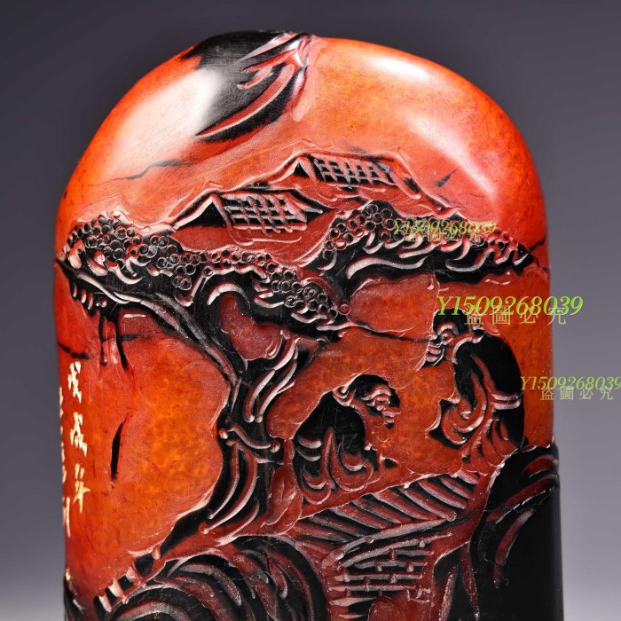 コレクター蔵出し　◆古寿山田黄石彫り　薄意印章◆極細工 中国古董品 中国古美術 唐物古玩 置物 清 乾隆四十九年御製 老寿山石 田黄石彫り 獅鈕印章一対」極細