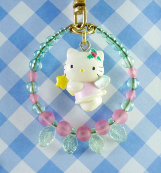 【震撼精品百貨】Hello Kitty 凱蒂貓~KITTY鑰匙圈-聖誕天使粉-葉子