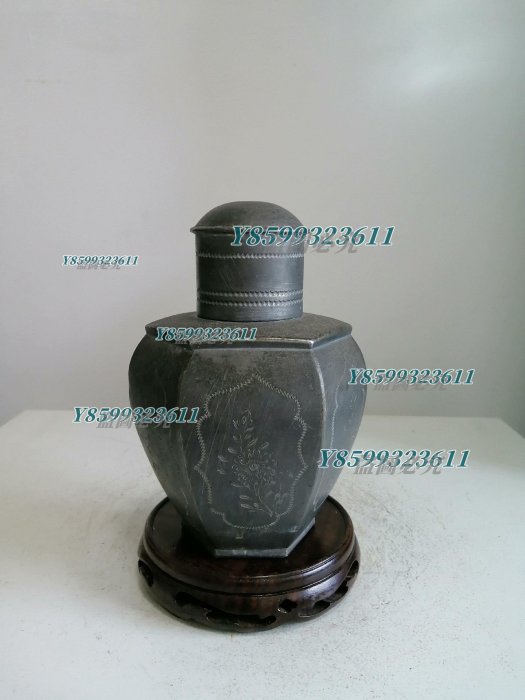 民國六方甕形錫制罐老錫罐錫器帶蓋高15.8 厚錫壓手皮色滄桑平老物件舊
