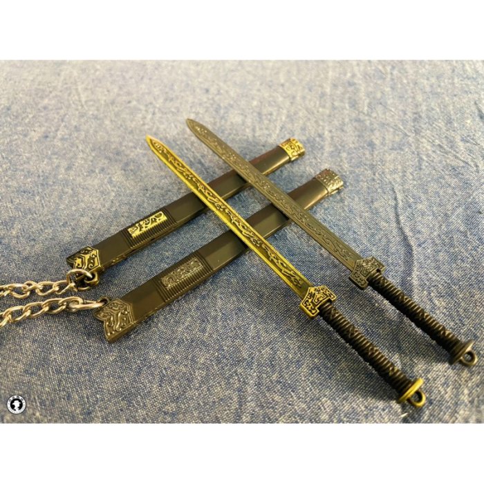 12公分合金古代漢劍秦始皇劍如意劍越王劍付刀架/古銅