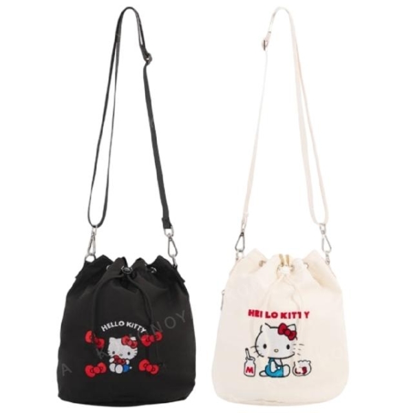 小禮堂 Sanrio 三麗鷗 Hello Kitty 尼龍束口兩用斜背包 (坐姿款)