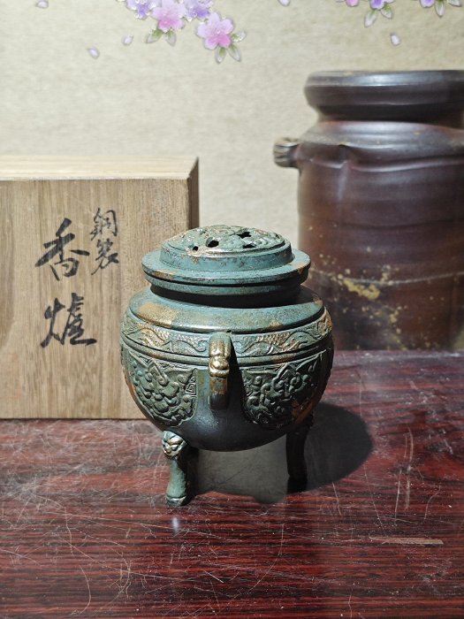 ♦江戸 幕末 明治初期 三ツ足 香炉 火入 銅器 銅製 真鍮 唐銅 唐金 骨董品 高岡銅器 三つ足香炉 小の通販 - お香専門店香源