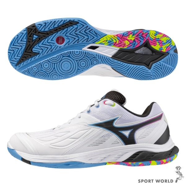 Mizuno 美津濃 羽球鞋 男鞋 3E寬楦 WAVE FANG 2 白黑藍【運動世界】71GA231345