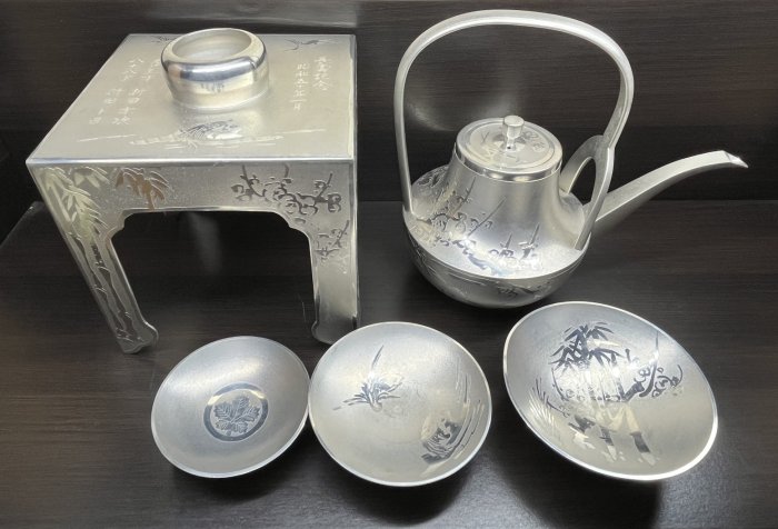JP.com】日本帶回薩摩錫器朝日堂清酒杯清酒架銚子(酒壺) 清酒套裝