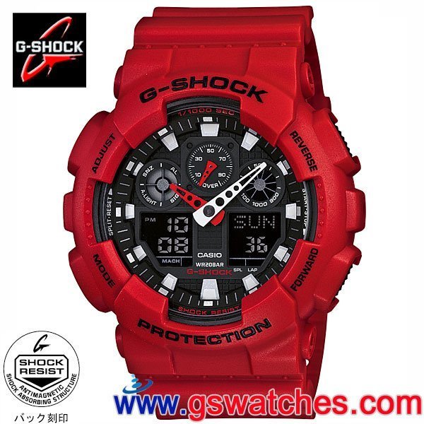 【金響鐘錶】全新CASIO GA-100B-4ADR,公司貨,GA-100B-4A,G-SHOCK 指標數字
