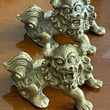 小銅獅子一對銅獅子鎮紙一對民俗老物件銅獅子小巧玲瓏非常漂亮實心銅包