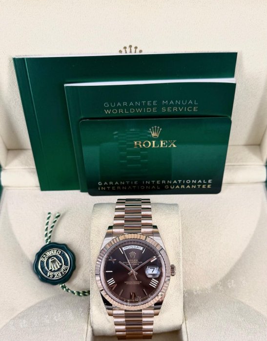 【現貨】ROLEX 228235 勞力士 DAYDATE 玫瑰金 巧克力面 總統鍊錶帶 41mm 24年 非刻度鑽 228238 228239