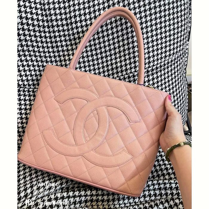 CHANEL 香萘兒 粉色 荔枝紋 雙C 托特包 手提包 單肩包 希爾頓包