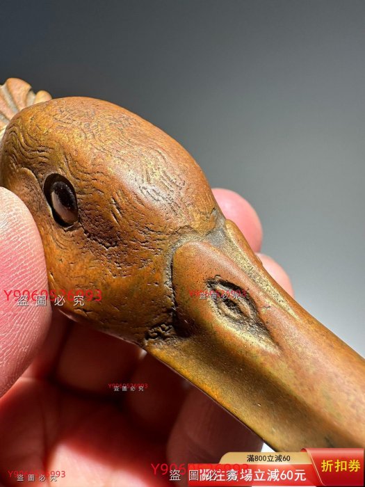 西洋古董黃銅水鳥造型信件夾/裝飾擺件20世紀中期精黃銅制作匠人手作