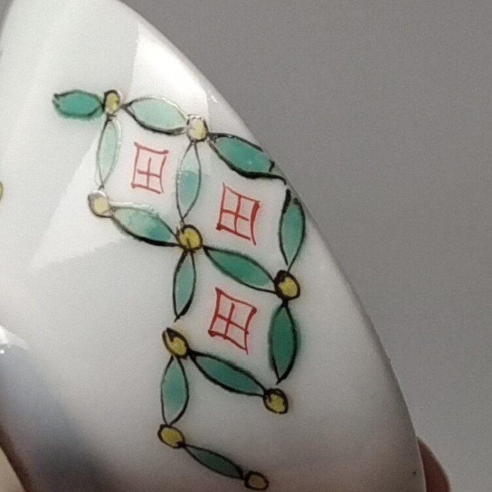 編號0平安三浦竹泉造篩月庵竹泉制日本清水燒色繪七寶文茶碗酒盞一套5個