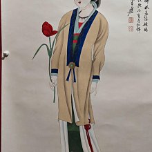 四尺中堂畫張大千仕女圖手繪實物拍攝一物一圖材質宣紙裱好尺寸:長*寬