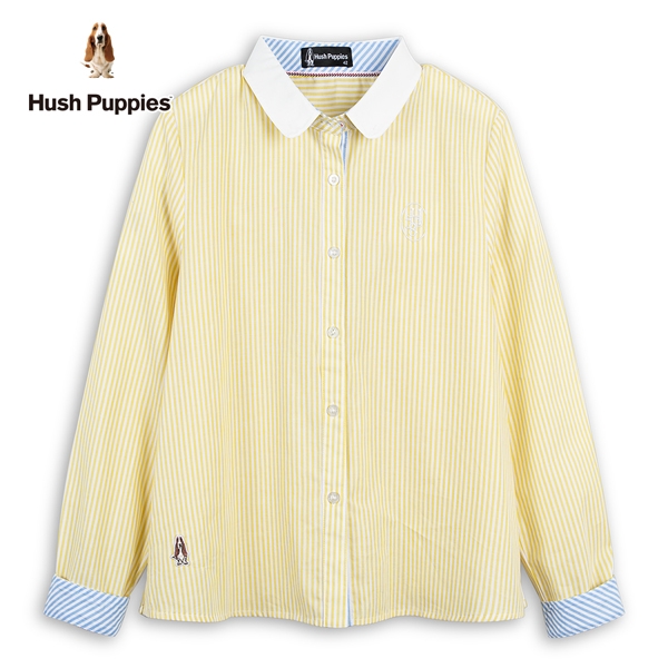 Hush Puppies 襯衫 女裝知性HP58直條紋刺繡小狗襯衫