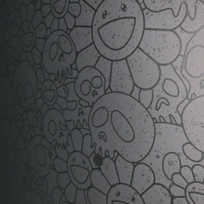 村上隆 シルクスクリーン black flowers skulls square 【公式通販】