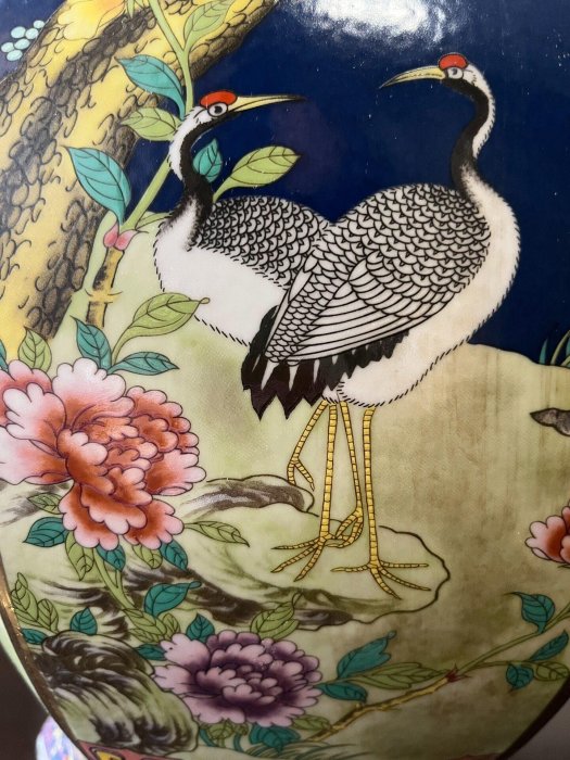 景德鎮琺瑯彩六棱花鳥瓶大花瓶六面開窗老件工藝細膩畫工典雅配色景瓷