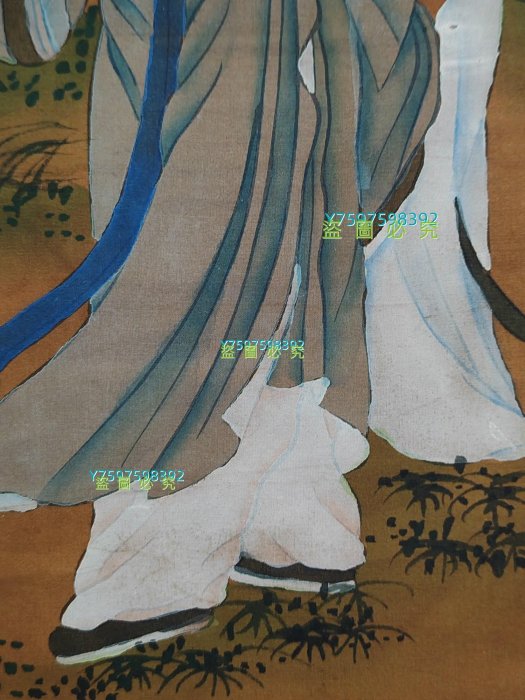 編號ZX38 三尺中堂手繪唐寅人物材質：絹本一物一圖實物攝！ 【唐韻坊