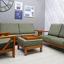 台北二手家具 百豐悅 新北二手傢俱-二手 新麗屋柚木 1+2+3+矮凳 實木組椅 木製沙發 桃園二手家具 基隆二手家具