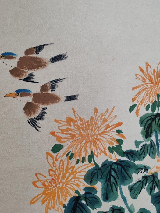 編號B3575 純手繪花鳥作品一物一圖，實物拍攝作者:鄭慕康材質:宣紙裝裱