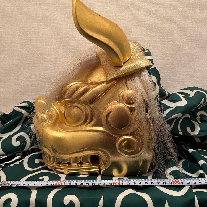 希少】獅子舞獅子頭金箔木雕魔除金彩古美術木製木雕お祭り| Yahoo拍賣