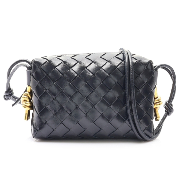BOTTEGA VENETA BV 寶緹嘉 Mini Loop Camera 肩背包 深藍色 編織羊皮 723547 【二手名牌BRAND OFF】